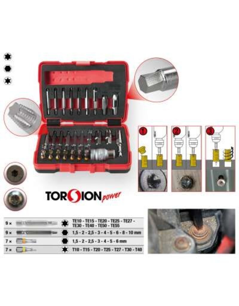 KS TOOLS 1/4" + 10 mm Torx- en inbusboutuitdraaiset, 34-dlg - 150.7060