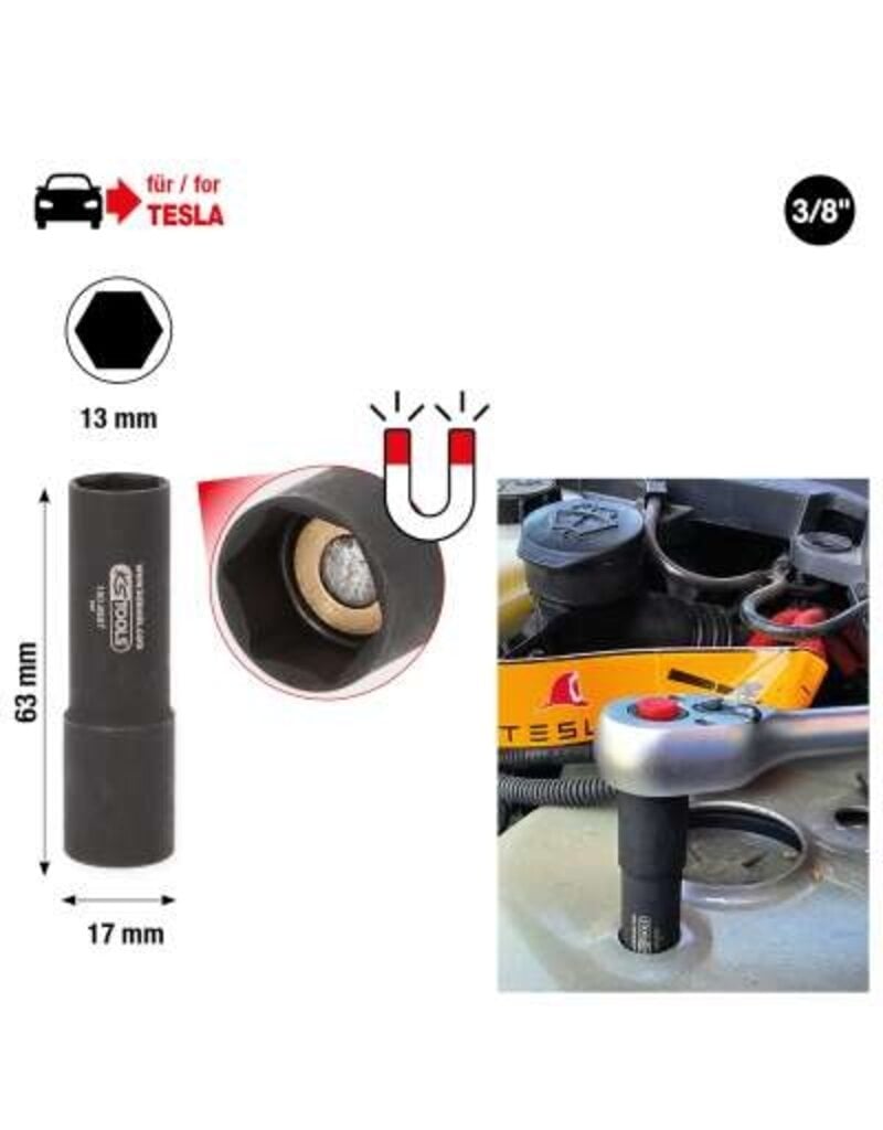 KS TOOLS 3/8" dopsleutel voor veerpootmontage, voor Tesla, magnetisch - 150.9597