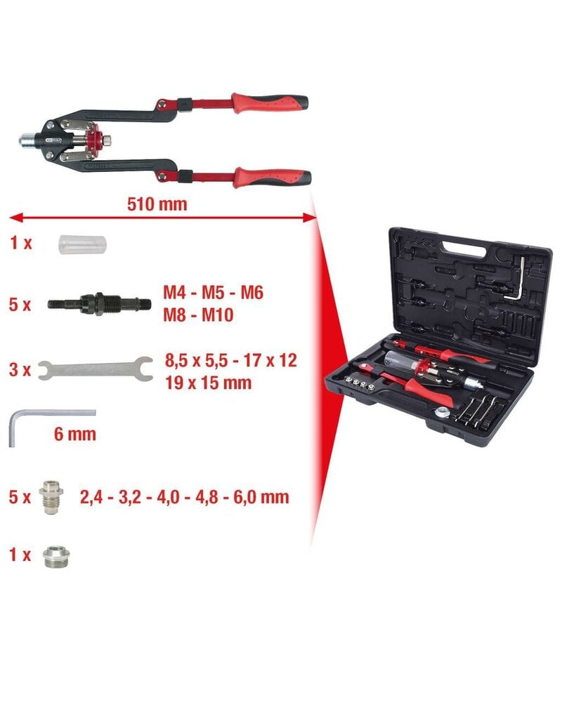 KS TOOLS Universele-blindklinknageltangset, 17-dlg - 150.9630