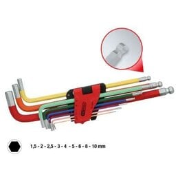 KS TOOLS Haakse inbussleutelset met kogelkop, extra lang, 9-dlg - 151.4420