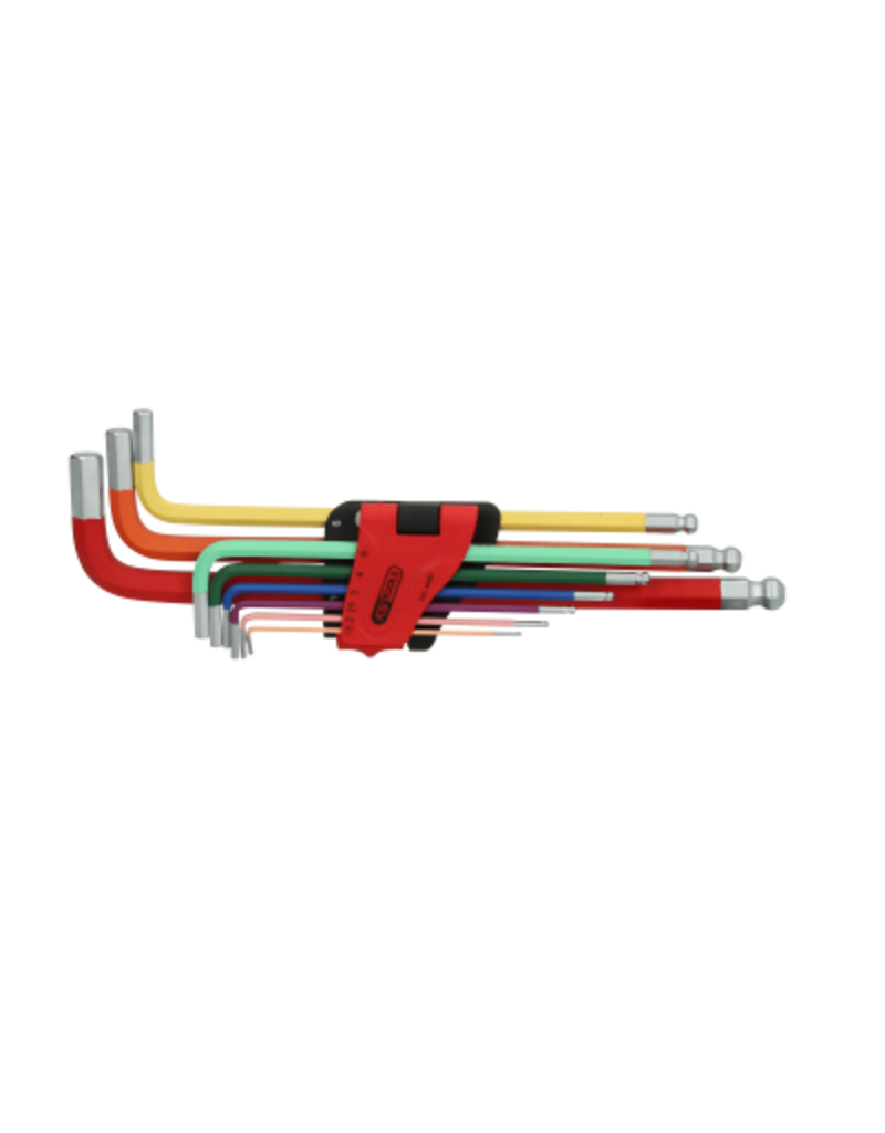 KS TOOLS Haakse inbussleutelset met kogelkop, extra lang, 9-dlg - 151.4420