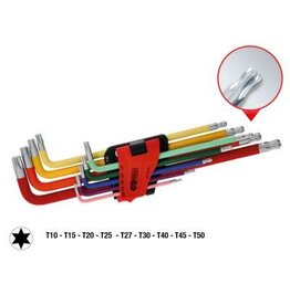 KS TOOLS Haakse Torx-inbussleutelset met kogelkop, extra lang, 9-dlg - 151.5210