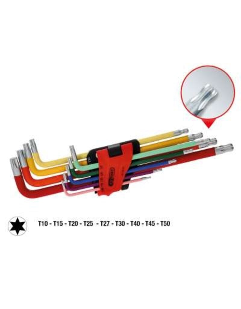 KS TOOLS Haakse Torx-inbussleutelset met kogelkop, extra lang, 9-dlg - 151.5210