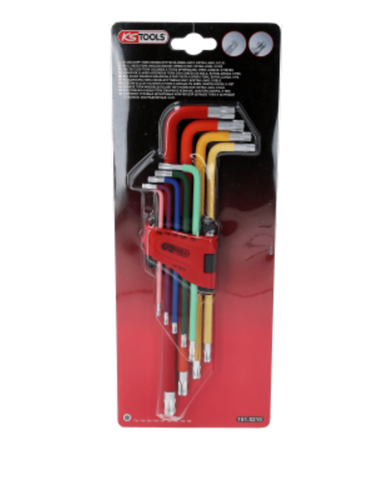 KS TOOLS Haakse Torx-inbussleutelset met kogelkop, extra lang, 9-dlg - 151.5210