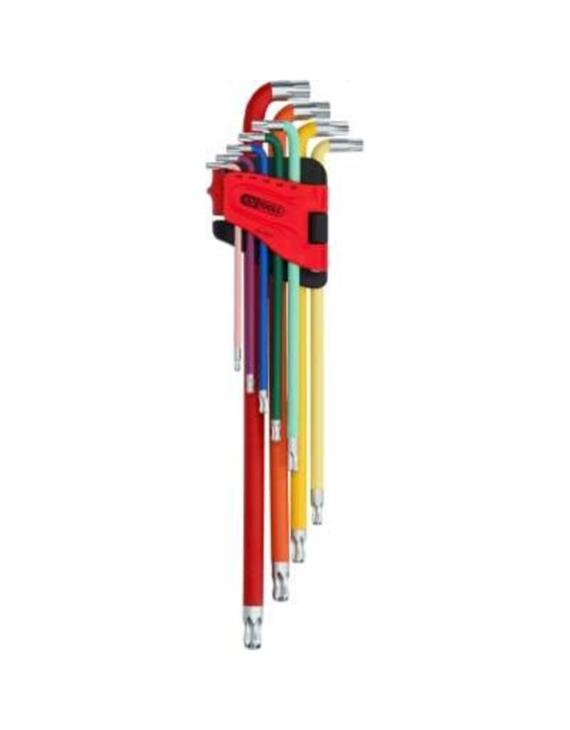 KS TOOLS Haakse Torx-inbussleutelset met kogelkop, extra lang, 9-dlg - 151.5210
