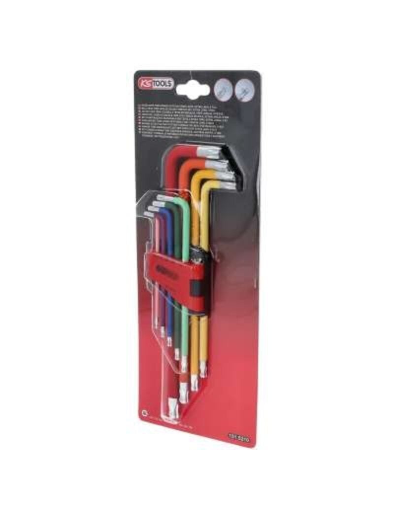 KS TOOLS Haakse Torx-inbussleutelset met kogelkop, extra lang, 9-dlg - 151.5210