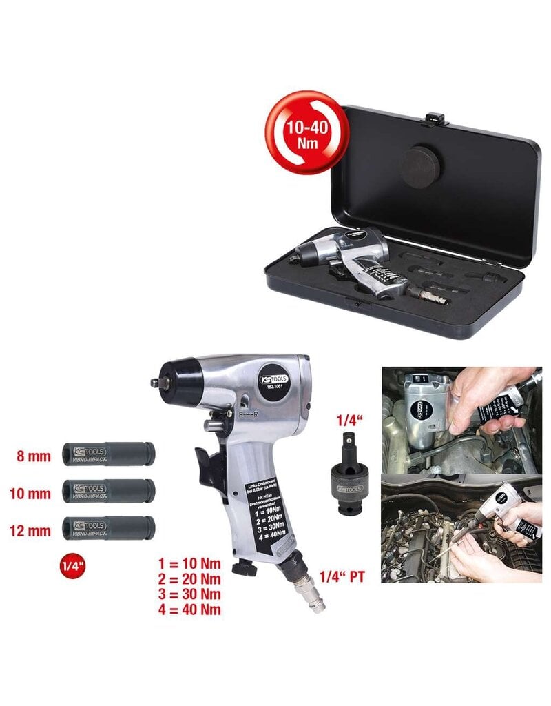 KS TOOLS 1/4" gloeibougie perslucht-vibro-slagmoersleutelset, 5-dlg - 152.1060