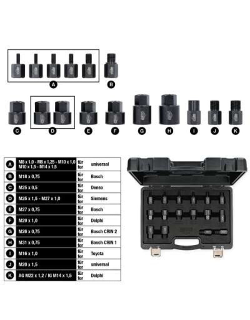 KS TOOLS Inschroefadapterset voor injectortrekker, 16-dlg - 152.1105