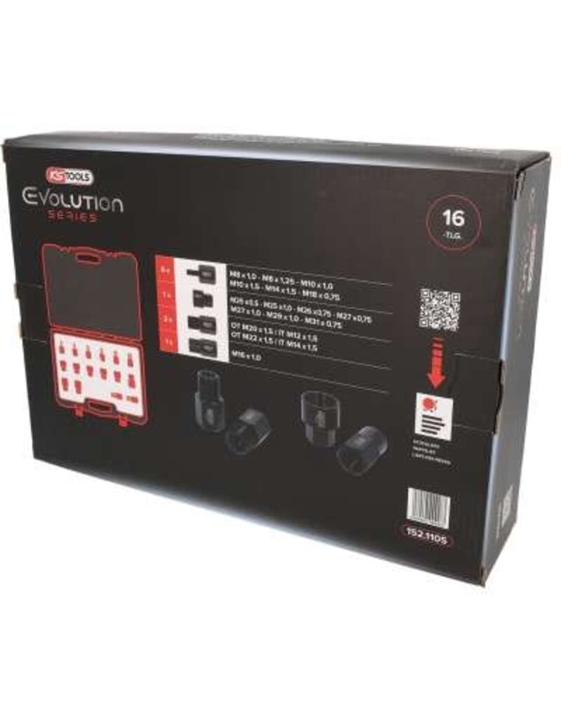 KS TOOLS Inschroefadapterset voor injectortrekker, 16-dlg - 152.1105