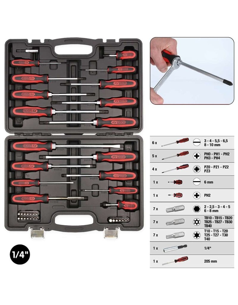KS TOOLS ERGOTORQUEplus Schroevendraaier- en bitset, 39-dlg - 159.0100