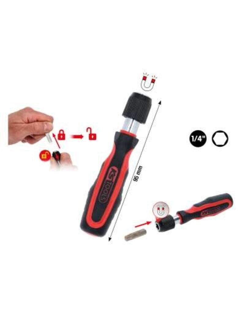 KS TOOLS 1/4" mini-bitschroevendraaier met snelvergrendeling - 159.1172