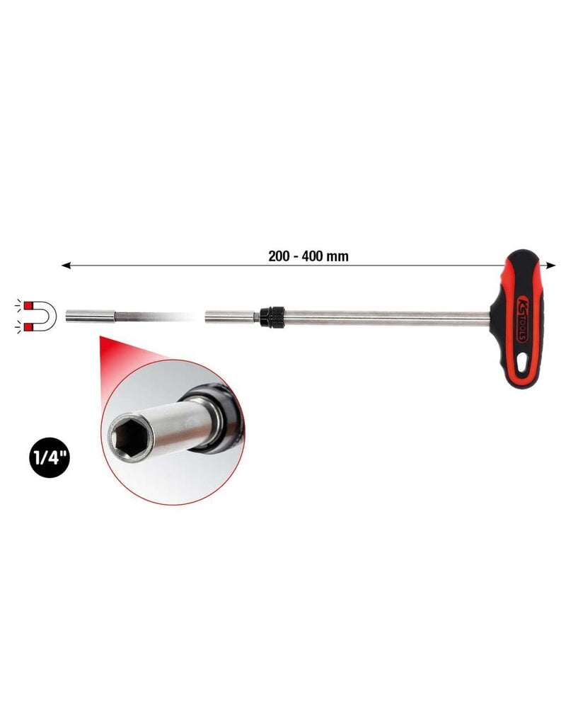 KS TOOLS 1/4" telescoop-bithouder met T-greep - 159.1175
