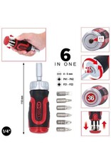 KS TOOLS 1/4" 6 in 1 Mini-ratel-schroevendraaier - 159.2025