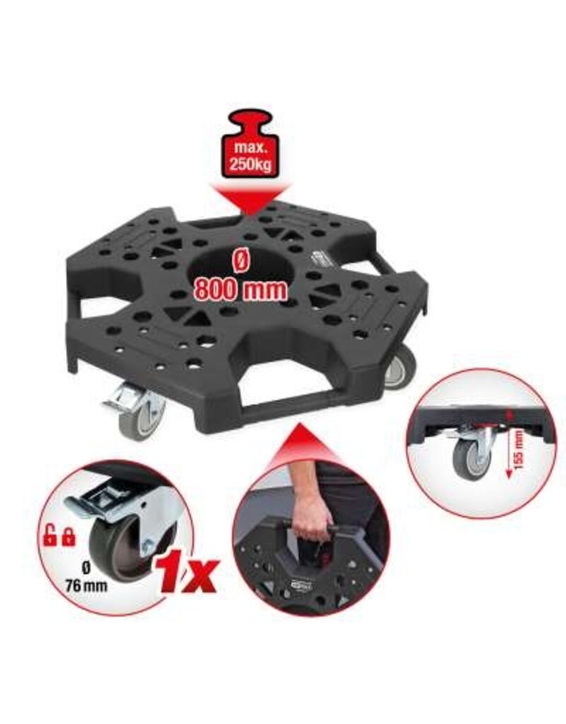 KS TOOLS Velg- en wielrangeerinrichting, draagvermogen 250 kg, Ø 800 mm - 160.0680