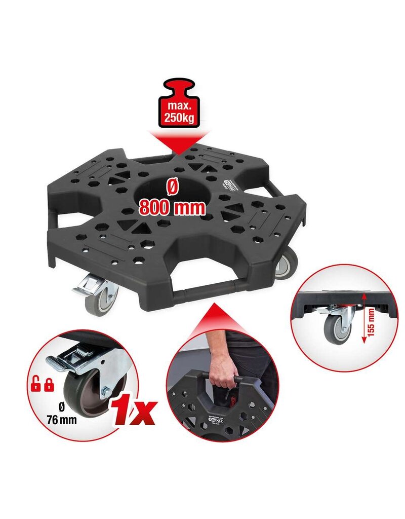 KS TOOLS Velg- en wielrangeerinrichting, draagvermogen 250 kg, Ø 800 mm - 160.0680