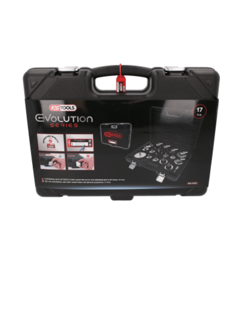 KS TOOLS Universele ontluchtingsnippeladapterset voor remontluchting, 17-dlg - 160.0815