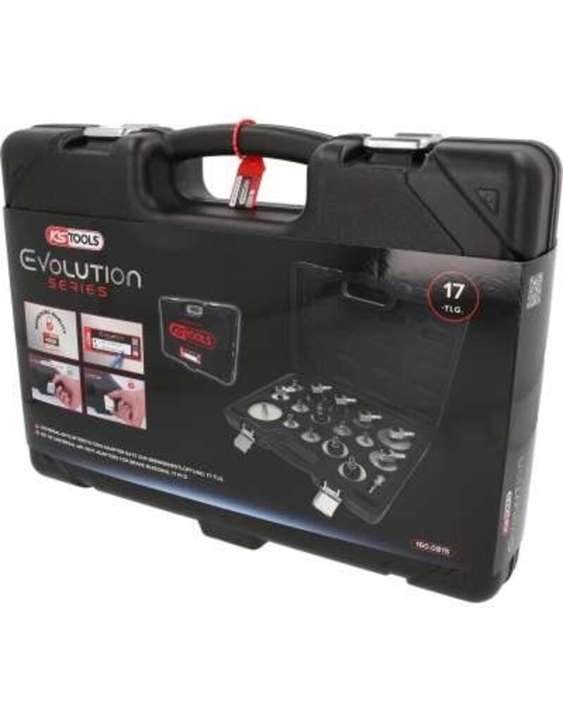 KS TOOLS Universele ontluchtingsnippeladapterset voor remontluchting, 17-dlg - 160.0815
