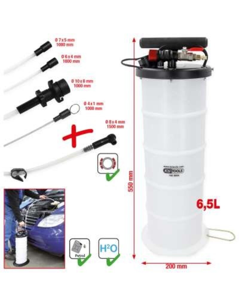 KS TOOLS 6,5 liter vacuüm afzuigpomp met 4 sonden - 160.0865