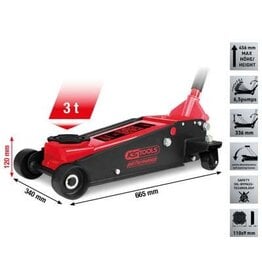 KS TOOLS performance stalen hydraulische krik, 3000 kg, hefhoogte: 120 - 456 mm - 160.1010