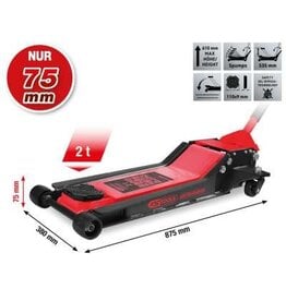 KS TOOLS performance stalen hydraulische krik, 2000 kg, vlak, hefhoogte: 75 - 610 mm - 160.1025