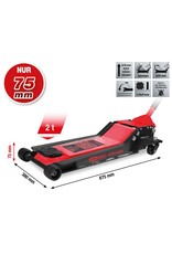 KS TOOLS performance stalen hydraulische krik, 2000 kg, vlak, hefhoogte: 75 - 610 mm - 160.1025