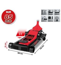 KS TOOLS performance stalen hydraulische krik, 3000 kg, vlak, hefhoogte: 85 - 510 mm - 160.1035