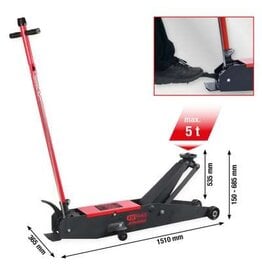 KS TOOLS performance stalen hydraulische krik, 5000 kg, hefhoogte: 150 - 685 mm - 160.1060