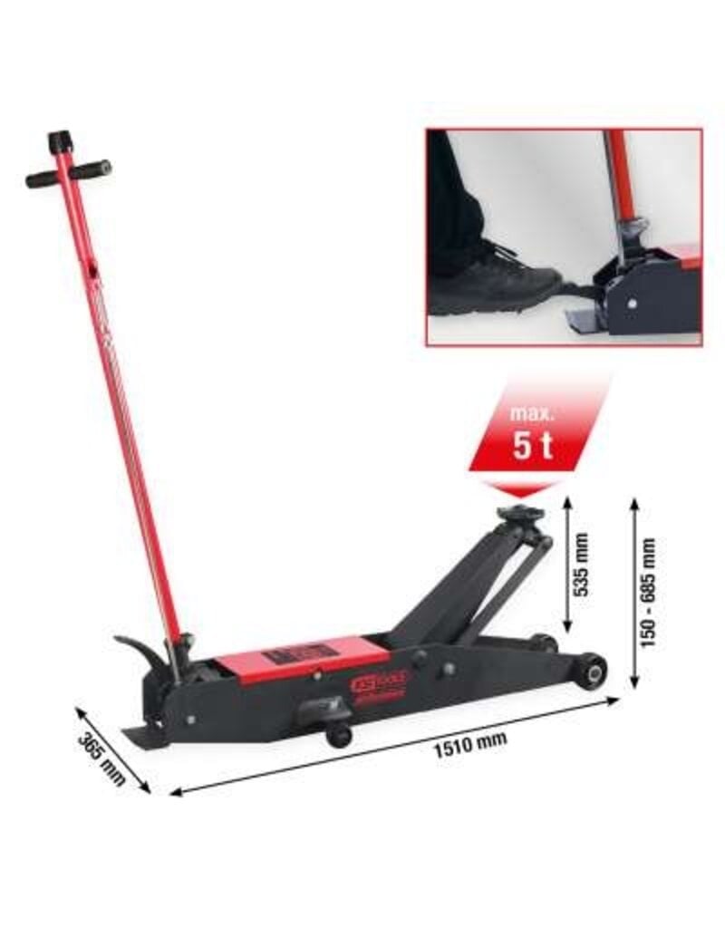 KS TOOLS performance stalen hydraulische krik, 5000 kg, hefhoogte: 150 - 685 mm - 160.1060