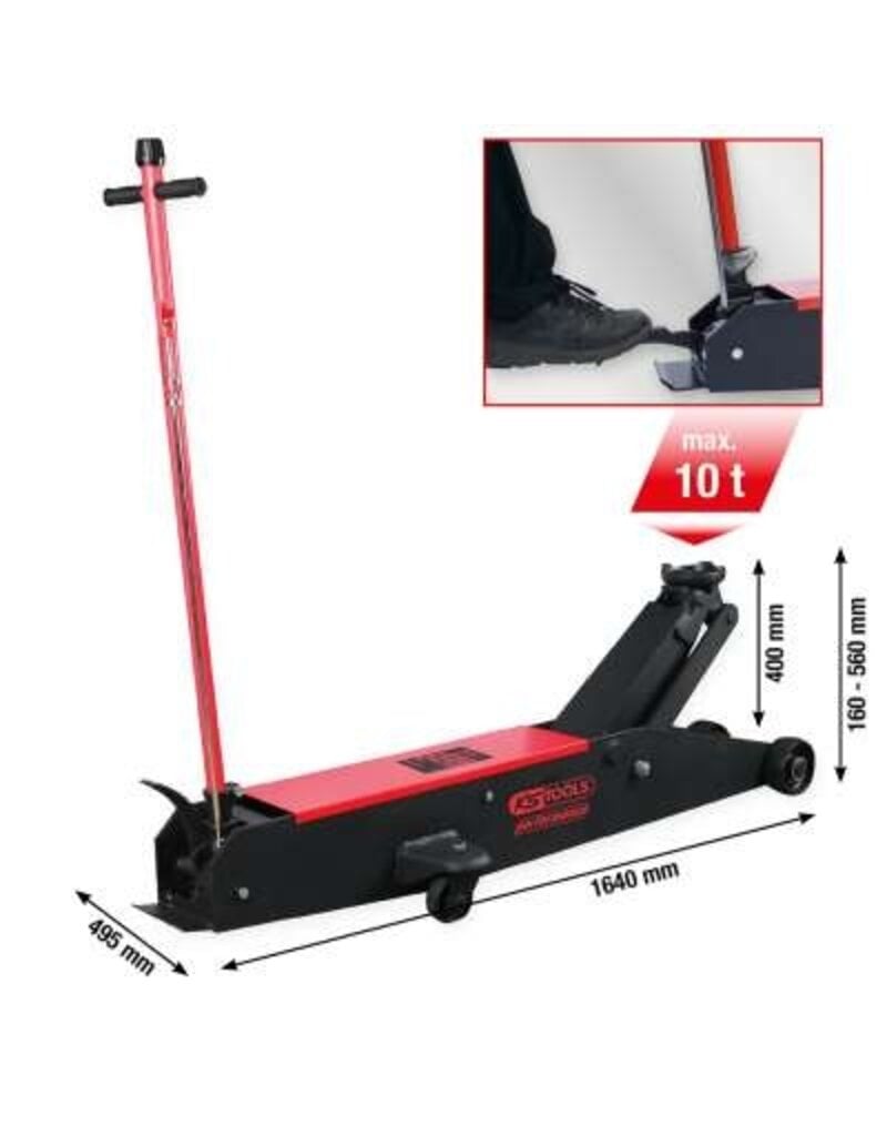 KS TOOLS performance stalen hydraulische krik, 10000 kg, hefhoogte: 160 - 560 mm - 160.1065