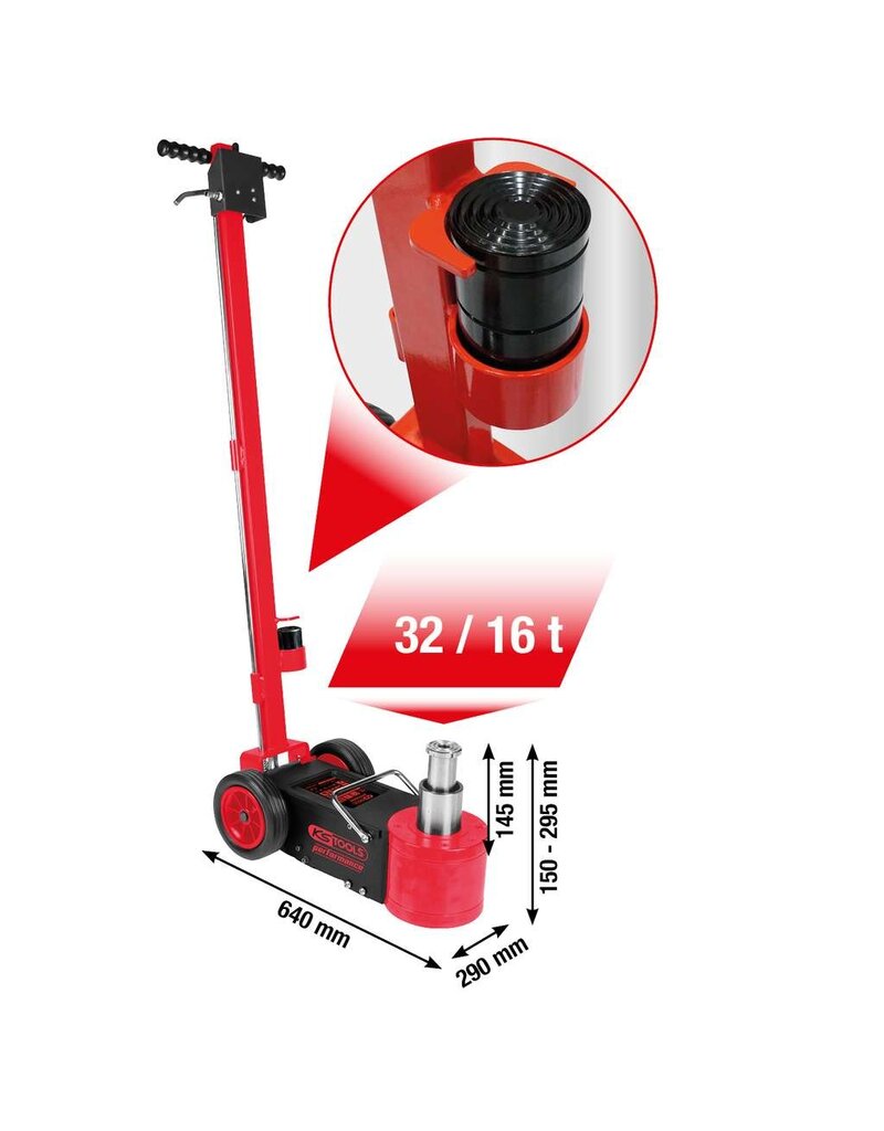 KS TOOLS performance pneumatisch-hydraulische krik , 32/16 t - 160.1075