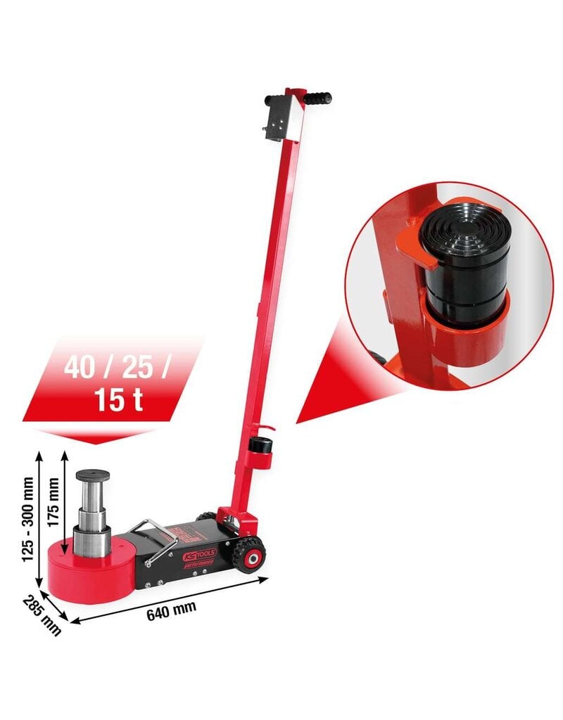 KS TOOLS performance pneumatisch-hydraulische krik , 40/25/15 t - 160.1080