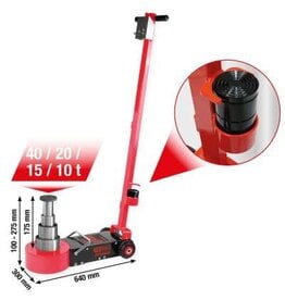 KS TOOLS performance pneumatisch-hydraulische krik , 40/ 20/15/10 t - 160.1085