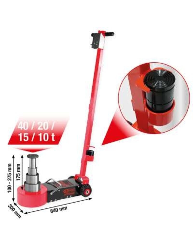 KS TOOLS performance pneumatisch-hydraulische krik , 40/ 20/15/10 t - 160.1085