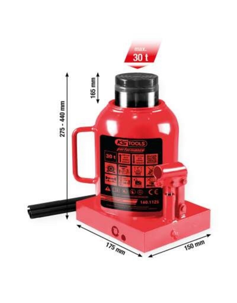 KS TOOLS performance hydraulische potkrik, 30000 kg, hefhoogte: 275 - 440 mm - 160.1125