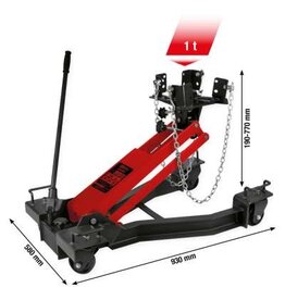 KS TOOLS performance Hydraulische transmissiekrik met vertelbare opnameplaat, 1 t - 160.1330