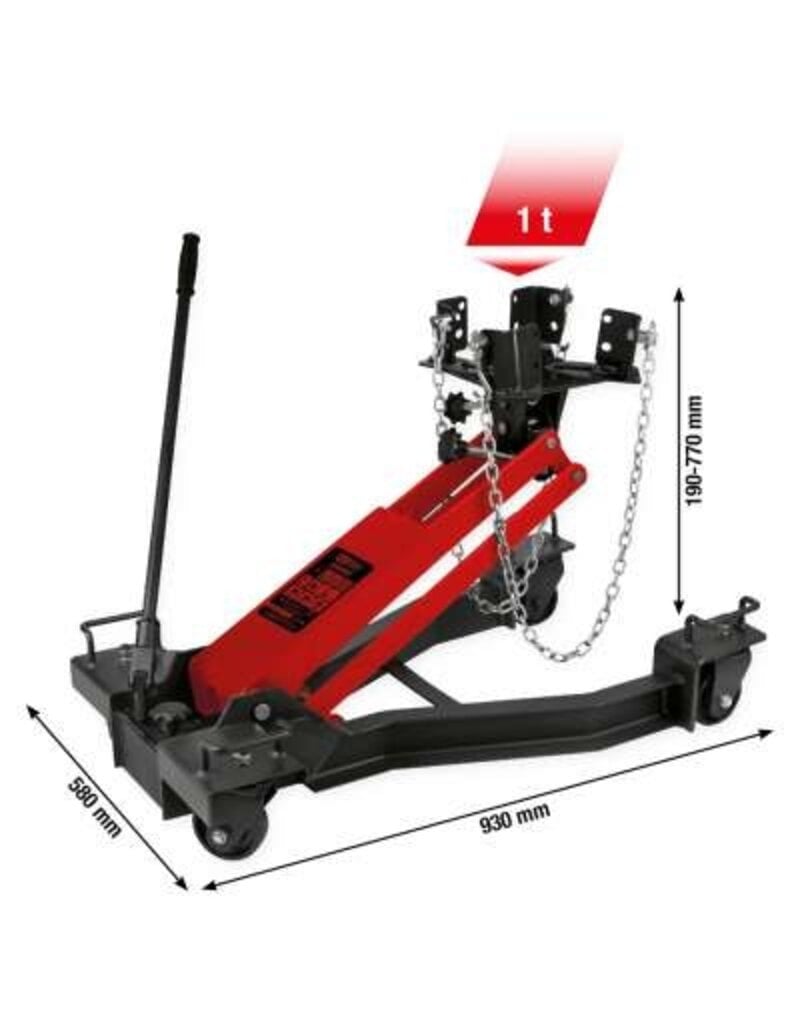 KS TOOLS performance Hydraulische transmissiekrik met vertelbare opnameplaat, 1 t - 160.1330