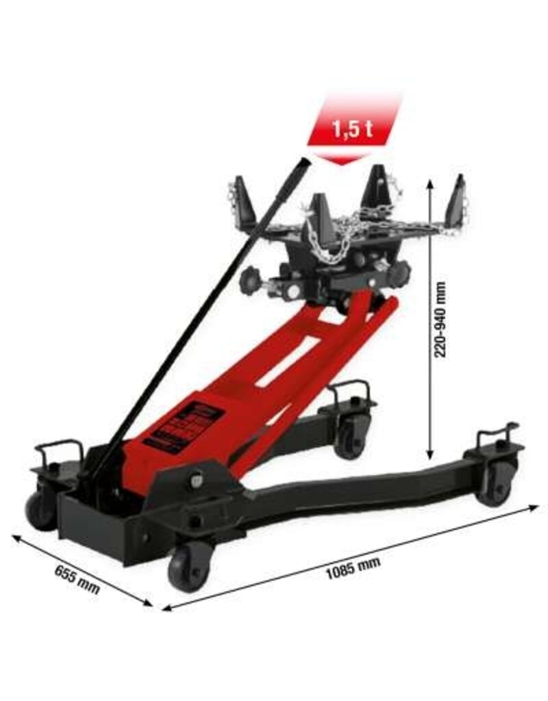 KS TOOLS performance Hydraulische transmissiekrik met vertelbare opnameplaat, 1,5 t - 160.1335