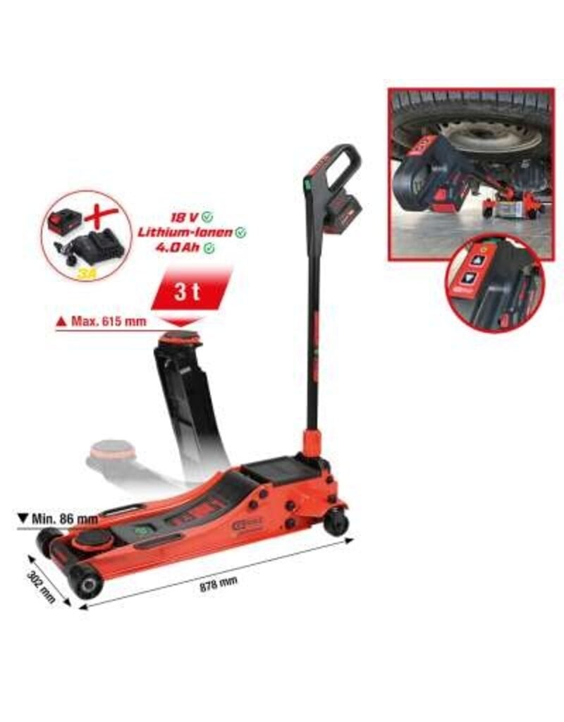 KS TOOLS e-performance hydraulische accu-krik, 3 t, max. hoogte 615 mm - 160.2010