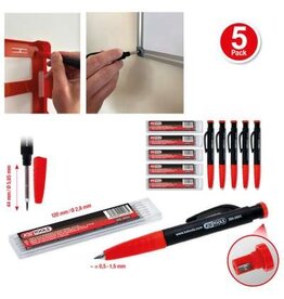 KS TOOLS 2-in-1 vulpotlood- en diepgatmarkeerpenset, 8-dlg, verpakking 5 stuks - 300.0800