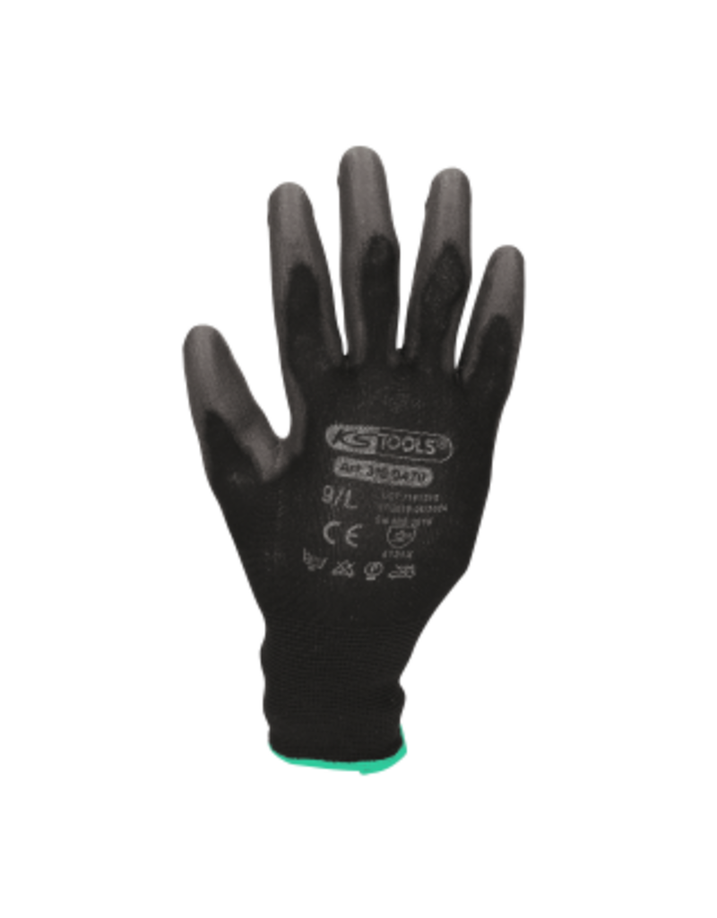 KS TOOLS PU-Flex werkhandschoen-zwart, 9, 12 paar - 310.0470