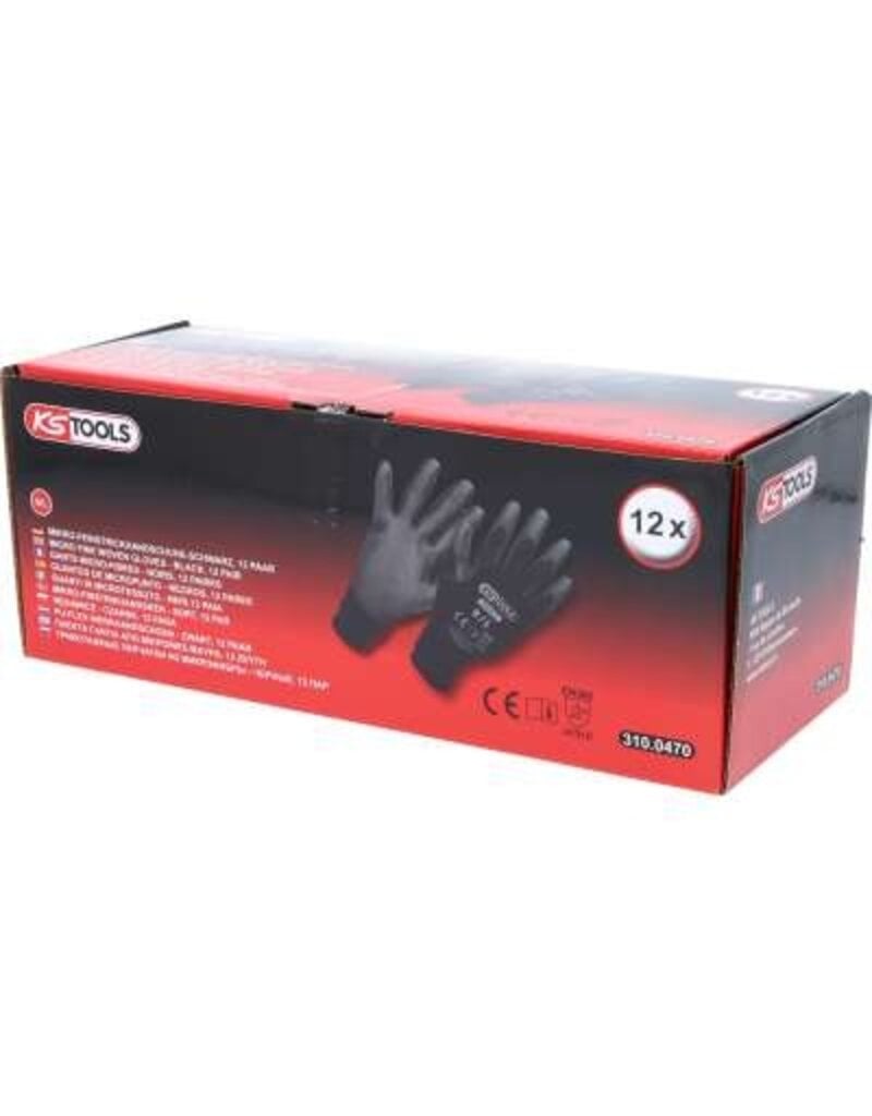 KS TOOLS PU-Flex werkhandschoen-zwart, 9, 12 paar - 310.0470