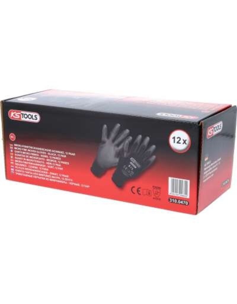 KS TOOLS PU-Flex werkhandschoen-zwart, 9, 12 paar - 310.0470