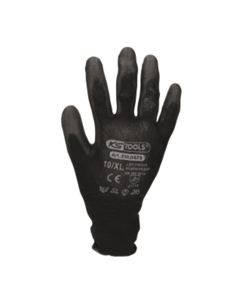 KS TOOLS PU-Flex werkhandschoen-zwart, 10, 12 paar - 310.0475