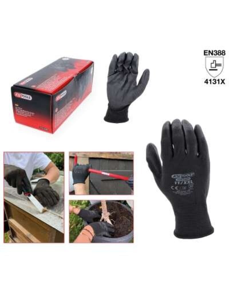 KS TOOLS PU-Flex werkhandschoen-zwart, 11, 12 paar - 310.0480