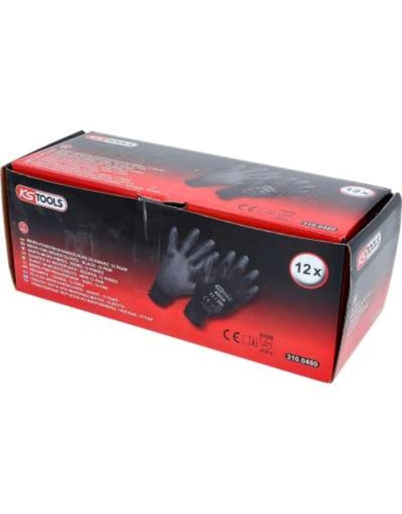 KS TOOLS PU-Flex werkhandschoen-zwart, 11, 12 paar - 310.0480