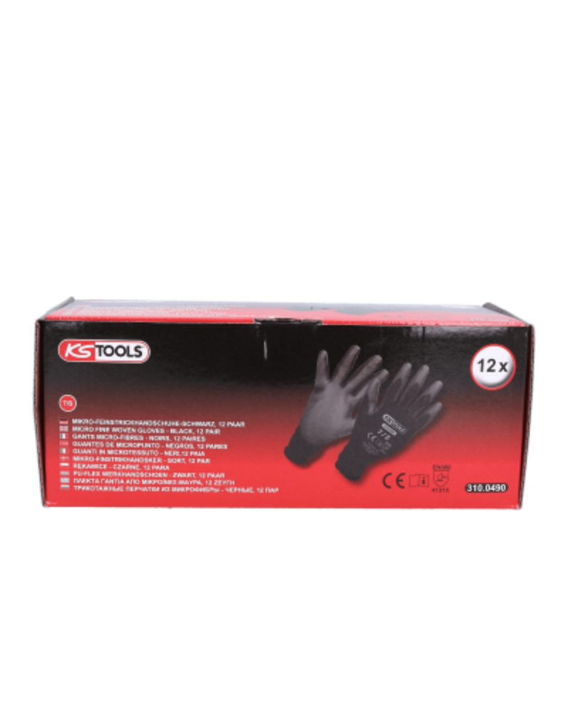 KS TOOLS PU-Flex werkhandschoen-zwart, 7, 12 paar - 310.0490