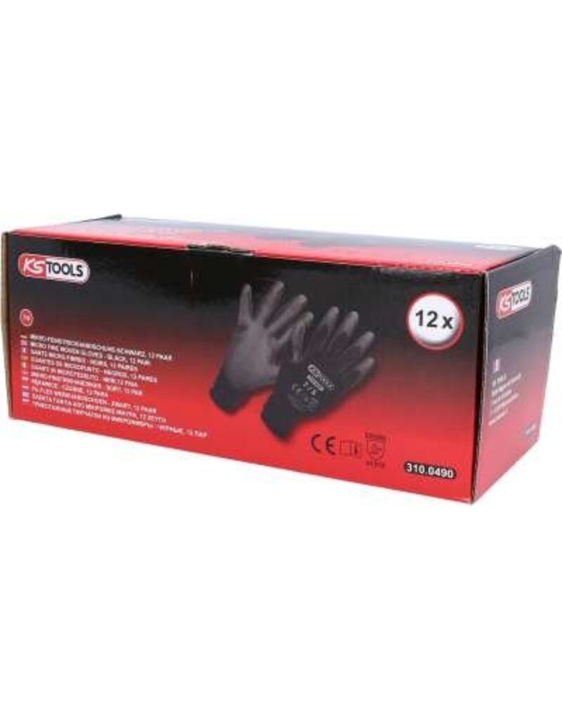 KS TOOLS PU-Flex werkhandschoen-zwart, 7, 12 paar - 310.0490