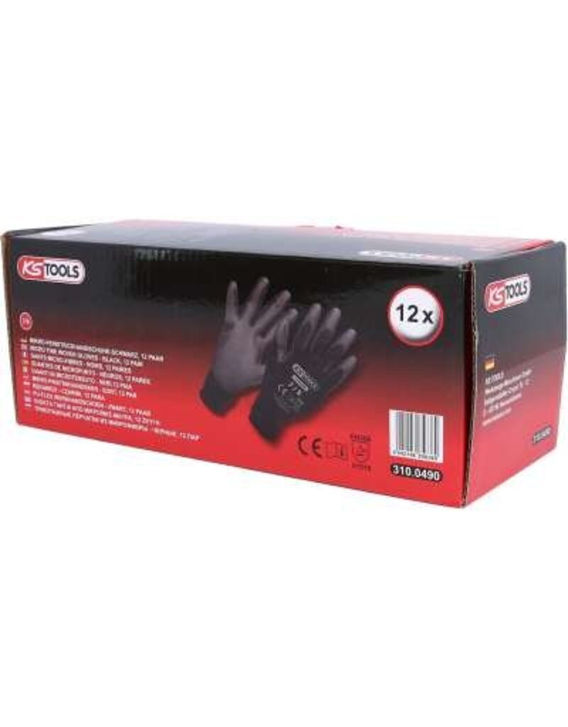 KS TOOLS PU-Flex werkhandschoen-zwart, 7, 12 paar - 310.0490