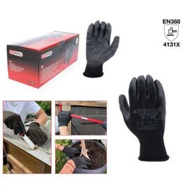 KS TOOLS PU-Flex werkhandschoen-zwart, 8, 12 paar - 310.0491