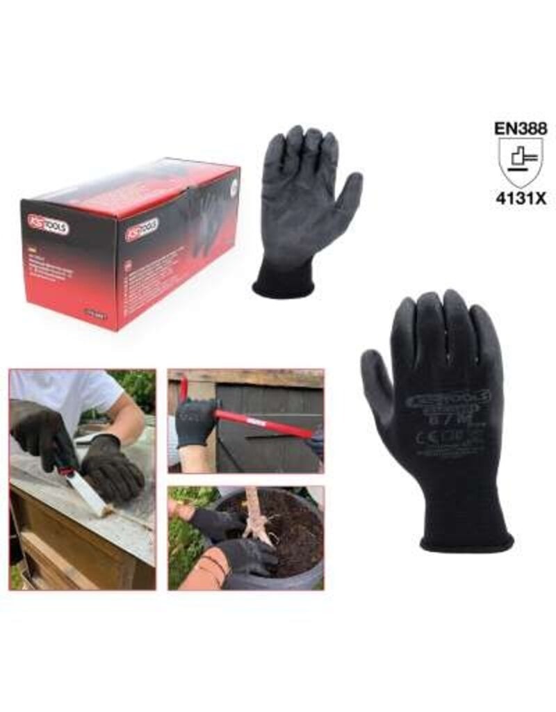 KS TOOLS PU-Flex werkhandschoen-zwart, 8, 12 paar - 310.0491